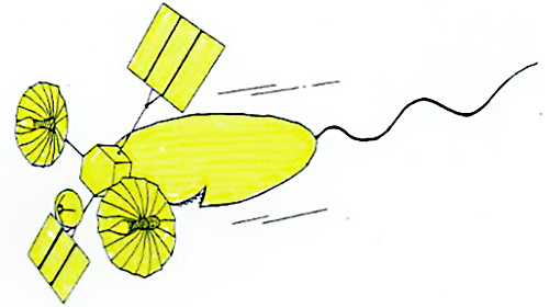 Fig. 1: Conceptual rendering of a super pollutant degrader with a radar function If a microbe could detect environmental pollutants by itself…