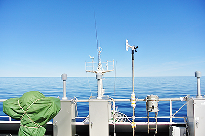 Atmospheric monitoring equipment installed on the uppermost deck